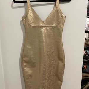 Maryam Metallic Gold Cocktail Dress